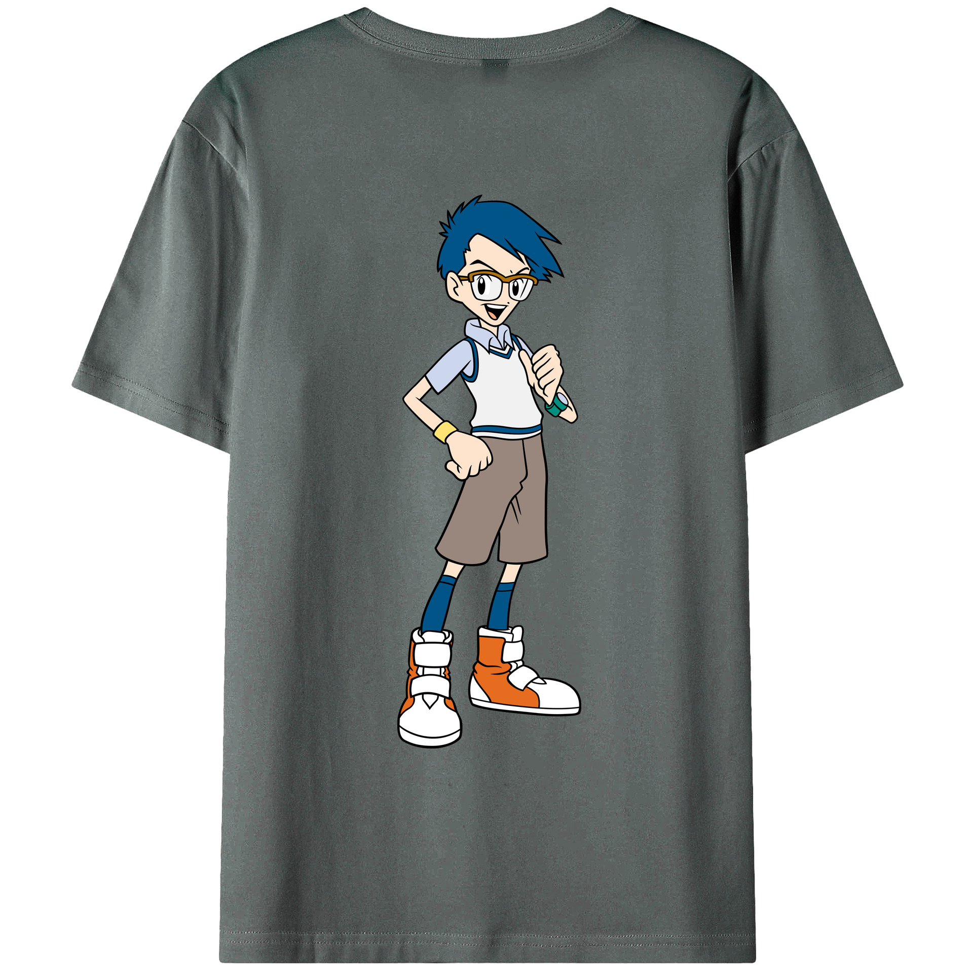 （画像用） Digimon デジタルモンスター/デジモン 綿100％ メンズ半袖Tシャツ（バックプリント） 通気性
